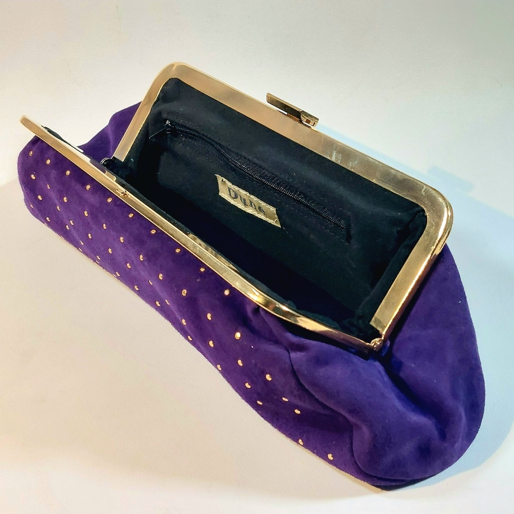 Dune London studded purple suede evening clutch, EUC